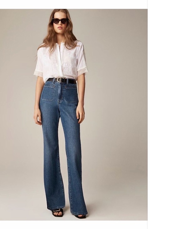 J. Crew Denim - J. CREW • 96 FLARE High-Rise Patch Pockets Wide-Leg Jeans in Blue